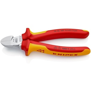 Alicates de Corte Lateral KNIPEX de 160 mm con Cabeza Cromada y Certificación VDE, Mangos Multicomponentes para Uso en Jardinería - Product Image 1