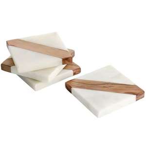 Material de madera de acacia de lujo y función ecológica Posavasos de taza de madera Esteras de calor de mesa de madera con soporte - Product Image 3