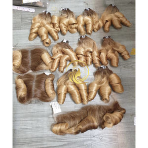 Extensiones de cabello Remy humano en bruto Super doble de 16 pulgadas, rizo hinchable de alta calidad, cutícula alineada, gran stock vietnamita, superventas - Product Image 1