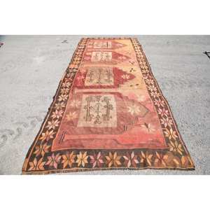 Tapis Kilim Turc Vintage 5.4 X 13.3ft Brun Orange Patchwork Design Plat Tissage Laine Jute Tapis pour Adolescents Rectangle Couloir Latex - Product Image 1