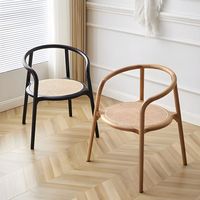 Chaise scandinave de style mid-century en teck massif, dossier incurvé, rembourrage doux et chaleureux, chaise de salle à manger ou de salon écologique pour appartement