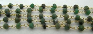 Natural Chrysoprase Rondelle Faceted Beaded Chain 3-4mm Size Chrysoprase <b>Bead</b> <b>Rosary</b> Chain - Product Image 2