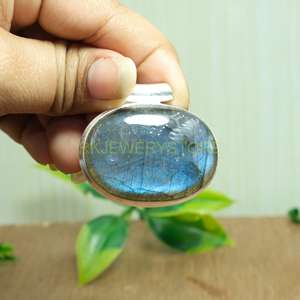 Collier pendentif en labradorite bleue feu de qualité supérieure naturelle, pendentif en argent sterling 925, bijoux cadeau pour femmes - Product Image 4