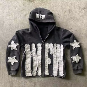 Sweatshirts en coton mélangé Burnout imprimés en gros Sweats à capuche pour hommes Streetwear Hoodies pour homme - Product Image 1