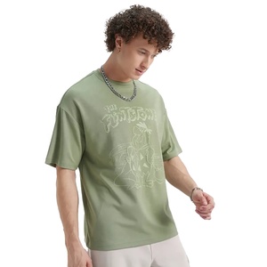 T-shirt personnalisé lourd 100% coton recadrée Boxy Fit T-shirt surdimensionné avec broderie et épaules tombantes T-shirt tricoté sur le devant - Product Image 3