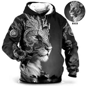 Pull à capuche surdimensionné pour homme avec impression 3D graphique loup Streetwear d'automne Sweat à capuche animal Tops - Product Image 6