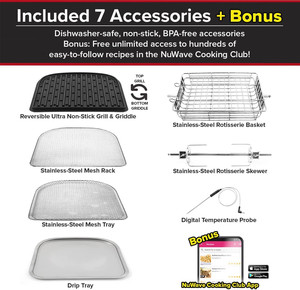 Four à friteuse à air Nuwave Brio 15,5 Qt, taille familiale extra-large, panier de rôtisserie en aluminium, kit de brochettes, réversible, ultra antiadhésif, numérique - Product Image 3