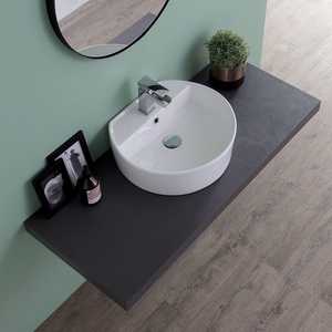 Lavabo Ovalado Profundo de Cerámica para Encimera de 44 cm - Product Image 1