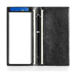 Design classique mince couverture de chéquier en cuir de qualité supérieure RFID bloquant la fermeture à glissière Long portefeuille pour les chèques personnels et professionnels - Product Image 1