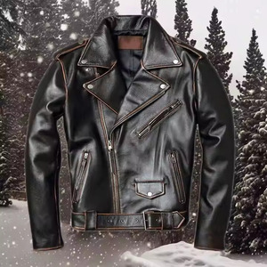 Chaqueta de piel auténtica ajustada con estilo para hombre, cuello levantado, cierre de cremallera, diseño a medida de moda de invierno para un aspecto moderno - Product Image 5
