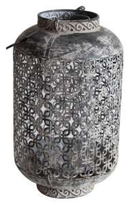 Lanterne de jardin en métal antique de style marocain, porte-bougie suspendu d'extérieur, lanterne votive rustique avec patine verdigris et poignée en corde - Product Image 6