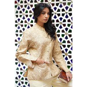 Reversible <b>Silk</b> Block Printed Winter Jacket for <b>Women</b> - Product Image 1