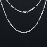 Collier en argent sterling 925 avec barre carrée de 2,0 mm et chaîne croisée de 0,9 mm, 20 pouces, 13,37 g, fermoir carré, bijoux pour femmes, vente en gros