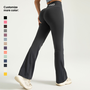OEM Leggings de sport évasés à taille haute personnalisés Leggings de yoga de couleur unie avec fermeture élastique à la taille - Product Image 2
