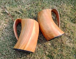 Venta al por mayor de lujo medieval cuerno de buey vikingo taza para beber en nueva copa de vino blanco colorido marrón quemado para ocasiones de fiesta - Product Image 2