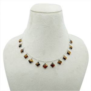Genuine Natural Tiger Eye 925 Sterling <b>Silver</b> <b>Choker</b> <b>Necklace</b> Vintage Bezel Jewelry with Authentic 'Tiger' Eye Vintag - Product Image 3