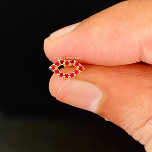 14K Solid Gold Natural Gemstone Lips <b>Piercing</b> Fine Jewelry. - Product Image 3