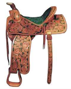 Selle de Cowboy Western en cuir véritable de course durable 2023 faite à la main de l'Inde teintée à tambour pour l'équipement de cheval anglais - Product Image 1