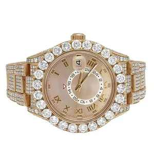 Montre de Style Hip Hop pour hommes Moissanite diamant montre glacé luxe 41 MM coupe ronde montre cadeau pour hommes - Product Image 1