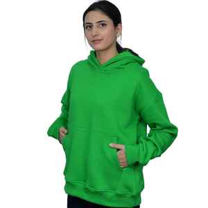 Sudadera con capucha extragrande informal para mujer en verde manzana, Jersey suave y cómodo de manga larga para un uso diario relajado - Product Image 1