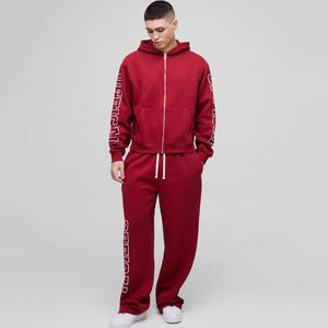 Survêtement à capuche zippé à logo officiel personnalisé Survêtement à capuche surdimensionné Boxy à séchage rapide Ensemble pantalon de survêtement et pantalon cargo Survêtement - Product Image 1