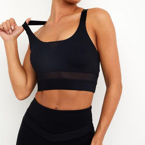 Ensemble de soutien-gorge court sans dos à maintien élevé pour femme, léger, pour le sport, le yoga et la course, personnalisable avec logo, grandes tailles, respirant, en soie - Product Image 1