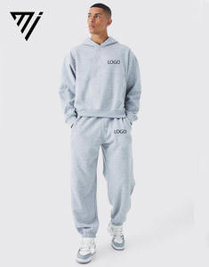 Fabricant de vêtements personnalisés, ensemble de survêtement en coton 100% uni, confortable, marque privée, pantalon bootcut unisexe et sweat-shirt - Product Image 1