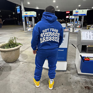 Streetwear pour hommes personnalisé OEM jogging vintage surdimensionné Boxy sweat à capuche pantalon de survêtement ensemble avec imprimé patch broderie survêtement - Product Image 2