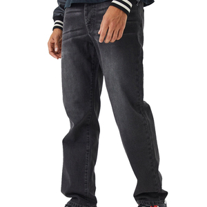 Pantalon en jean unisexe coupe skinny jambe droite effet délavé et déchiré en coton uni pour l'été 2025 - Product Image 1