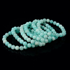 Amazonita Natural de 8mm, pulsera redonda lisa con bolsa de terciopelo - Product Image 6