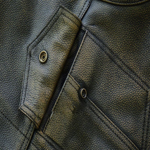 Gilet de moto respirant en cuir véritable pour hommes, col en V, fermeture à glissière, vêtements d'extérieur de style de rue, tailles personnalisées, couleurs pour l'automne - Product Image 4