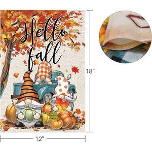 Pack of 2 Happy Fall <b>Garden</b> <b>Flag</b> 12x18 Inch Double Sided, Autumn Gnome Pumpkin Maple Leaves Yard <b>Flags</b> for Farmhouse Porch - Product Image 3