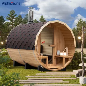 En gros Populaire En Plein Air Baril Sauna Bois De Cèdre Rouge Portable Sauna Vapeur À Bas Prix