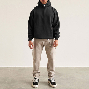 Pull-over uni de haute qualité avec marque privée sweats à capuche surdimensionnés à épaules tombantes sweats à capuche unisexe logo personnalisé grande taille pour hommes - Product Image 4
