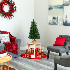 Arbre de Noël de table artificiel en PVC d'aspect naturel <span class=keywords><strong>sapin</strong></span> de Fraser pré-éclairé de 3 pieds 90CM avec lumière <span class=keywords><strong>LED</strong></span> claire pour la décoration intérieure - Product Image 5