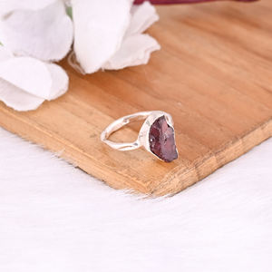 Meilleures ventes, bague en argent sterling 925 à la mode, pierre de naissance de janvier, grenat brut taillé, bijoux fins, cadeau pour femmes - Product Image 2