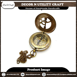 Discover Nautical Elegance Engraved Gold-Plated Round Sundial Brass Pocket <b>Compasses</b> <b>Antique</b> Gifts Available Wholesale Purchase - Product Image 2