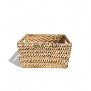 Vente en gros de paniers de rangement en rotin naturel forme rectangulaire de style vintage pour la maison et la cuisine multi-usages - Product Image 3