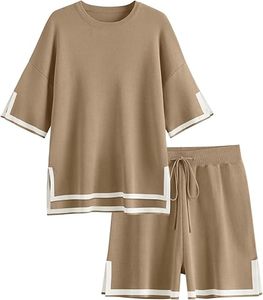 Women's 2 Piece Outfits Matching <b>Lounge</b> <b>Sets</b> for Women Summer Outfits Tracksuit for Women Knit Tops and Shorts - Product Image 6
