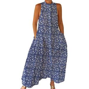 Combinaison décontractée d'été 100% coton, imprimé floral à la main, tissage doux avec fermeture éclair pour le printemps/été, adultes BPJS113 - Product Image 1