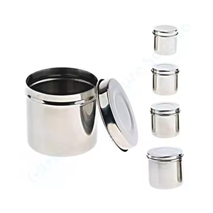 Pot de pommade en acier inoxydable creux éponge coton pansement conteneur avec couvercle ensemble de 4 Medic Instrument Pakistan fabriqué par Lore - Product Image 2