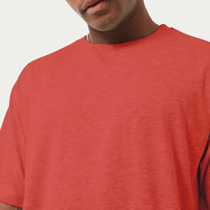 T-shirts pour hommes en polyester et coton, simples, unis, à motif uni, logo imprimé numériquement, poids lourd 280 g/m², coupe régulière, tissu en toile - Product Image 6