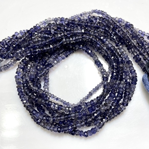 Perles en forme de rondelle à facettes en iolite naturelle en gros 3.5-4MM perles de pierres précieuses bleues pour la fabrication de bijoux - Product Image 5