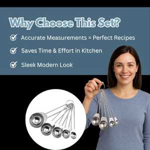 Suministro de fábrica, juego de cucharas medidoras de acero inoxidable de 5 piezas con asas de alambre para hornear, cocinar con precisión para artículos secos o líquidos - Product Image 5