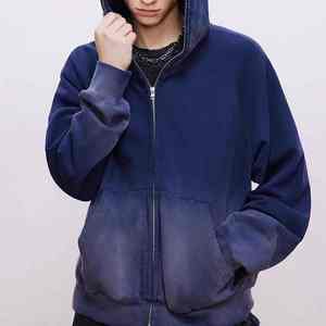 Meilleur sweat à capuche zippé surdimensionné personnalisé en gros pour l'hiver, pour femmes et hommes, en polaire épaisse, respirant, séchage rapide, avec poche, uni, teint, personnalisable - Product Image 2