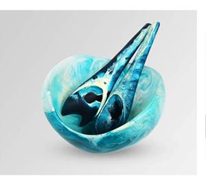 Derniers designs Bol à grandes feuilles Moody Blue Meilleure vente Bol en résine fait à la main Design aspect marbre directement d'Inde - Product Image 3