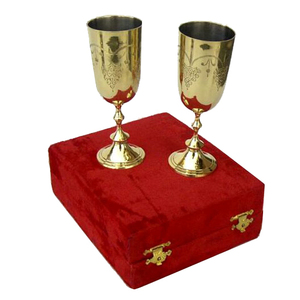 Handmade Decorative Brass Wine <b>Glass</b> With Wooden Gift Box Brass Wine <b>Goblet</b> for Drinking Wine Club and Night Club - Product Image 1
