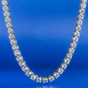 925 Silver Women' 3MM 15Ct Moissanite Diamond Tennis Collar Cadena 18In - Product Image 3