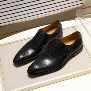 Zapatos de Vestir para Hombre de Cuero Esmerilado Vintage con Paneles Elásticos y Tacón Resistente al Desgaste - Product Image 1