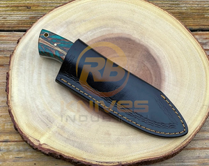 Couteau de chasse/camping en acier Damas fait main de 8 pouces, manche en résine, dureté 58HRC, garantie 3 ans, personnalisable OEM/ODM - Product Image 6